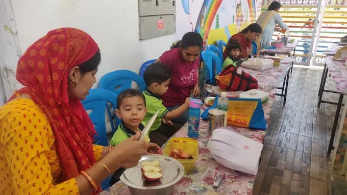 Children playing together in the classroom